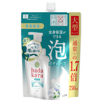 hadakara ボディソープ 泡で出てくるタイプ クリーミーソープの香り / 詰替え大型 / 750ml / クリーミーソープ / ハダカラ / hadakara