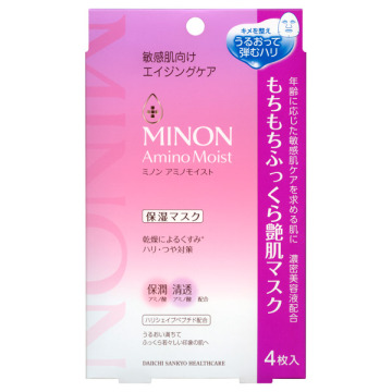 アミノモイスト もちもちふっくら艶肌マスク / 本体 / 24mL×4枚 / 無香料 / ミノン / MINON