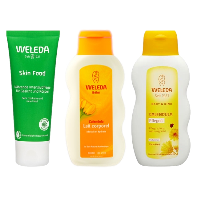 WELEDA ヴェレダ スキンフード 2.5oz/75ml とカレンドラ ベビーミルクローション 200ml とカレンドラ ベビーオイル（無香料） 200ml のセット / ヴェレダ ／ WELEDA