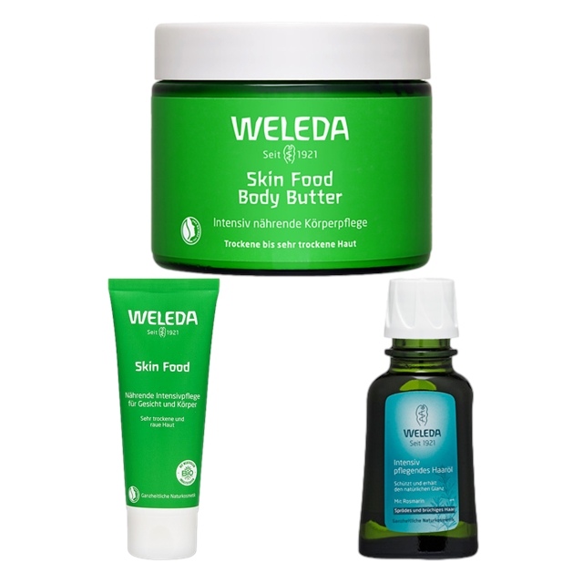 WELEDA ヴェレダ スキンフード 75ml とオーガニック ヘアオイル 50ml とスキンフード ボディバター 150ml のセット / ヴェレダ ／ WELEDA