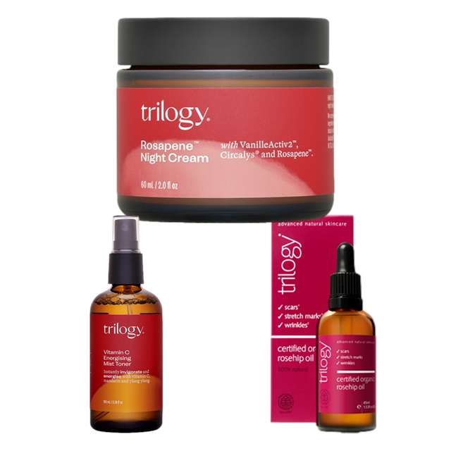 ローズヒップ オイル 45ml ＋ロザピン ナイトクリーム 60ml ＋C シャイニング ミスト トナー 100ml のセット / トリロジー ／ Trilogy