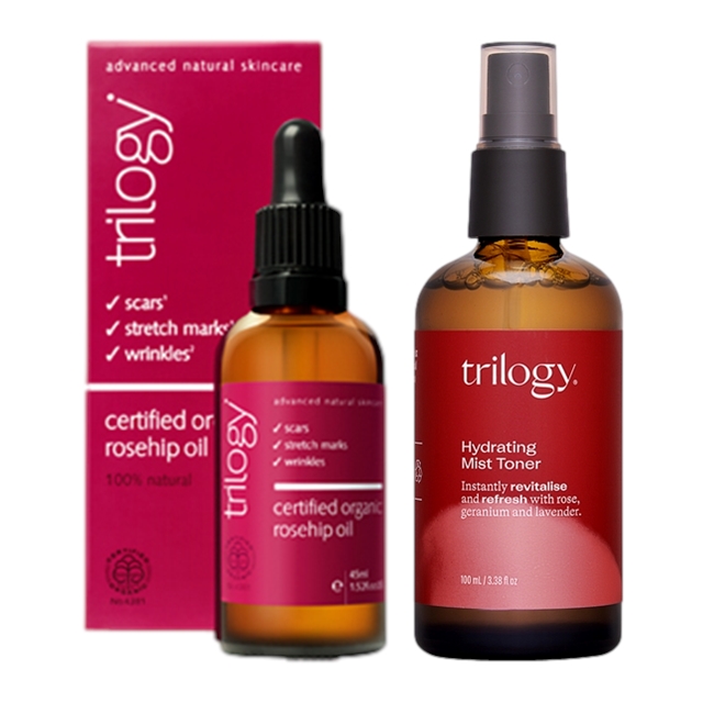 ベーシックケア 2点セット/ローズヒップ オイル 45ml BIGサイズ  ＋ ハイドレイティング ミストトーナー 100ml / トリロジー ／ Trilogy