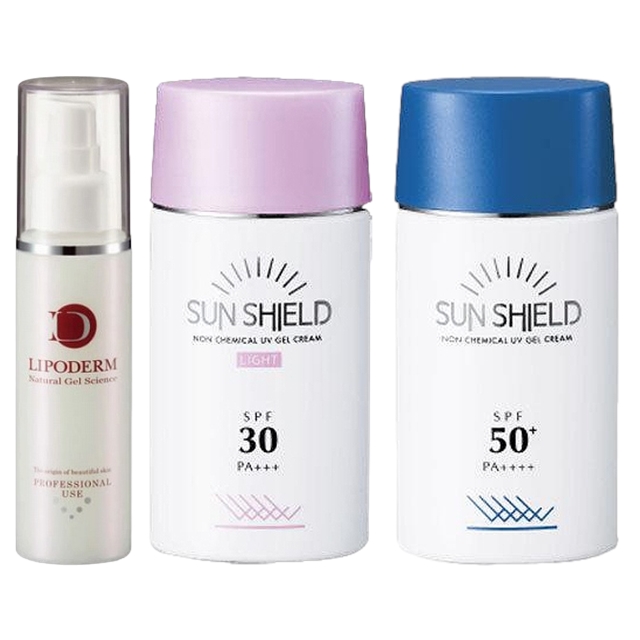 スーパーエッセンス セラミド〈CE〉 100ml（サロンサイズ） とサンシールドゲル2種 / SPF30 & SPF50 / ラシンシア ／ LA SINCIA
