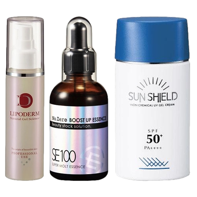 スーパーエッセンス2種 / ビタミンC誘導体〈VC〉 100ml+ No.ZERO 60ml とサンシールドゲル 55ml SPF50 / ラシンシア ／ LA SINCIA