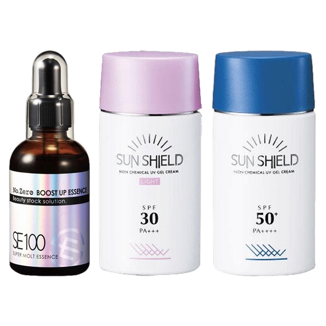スーパーエッセンス No.ZERO 60ml とサンシールドゲル 2種 / SPF30 PA & SPF50 / ラシンシア ／ LA SINCIA